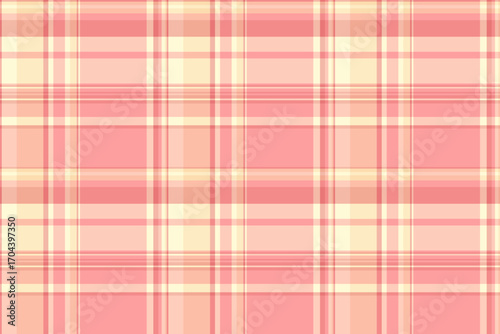 Picnic plaid tartan vector, kind seamless textile pattern. Canadian background check fabric texture in red and light colors.