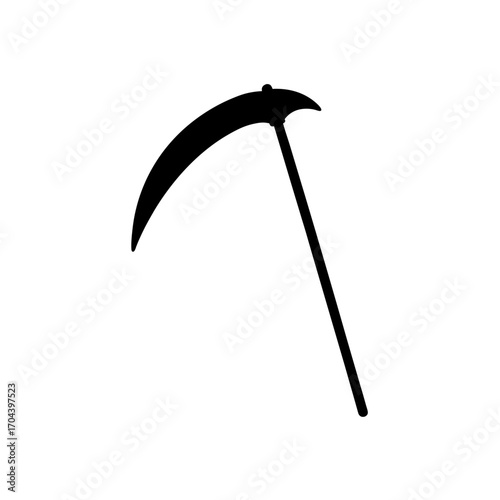 Silhouette of a scythe tool on transparent background