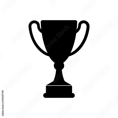 Black trophy cup symbol on transparent background silhouette