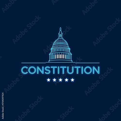 Wallpaper Mural Glows of the united states constitution building with stars Torontodigital.ca