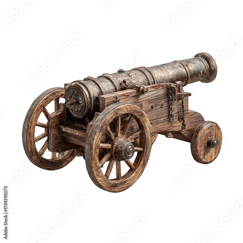 Antique cannon on wooden carriage