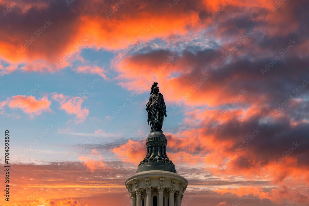 Fototapeta premium The Statue of Freedom on top of The United States Capitol building in Washington D.C.
