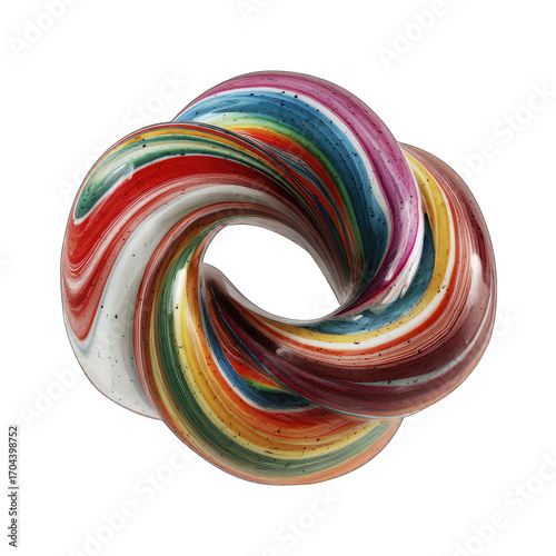 Colorful, swirling, knotted ring