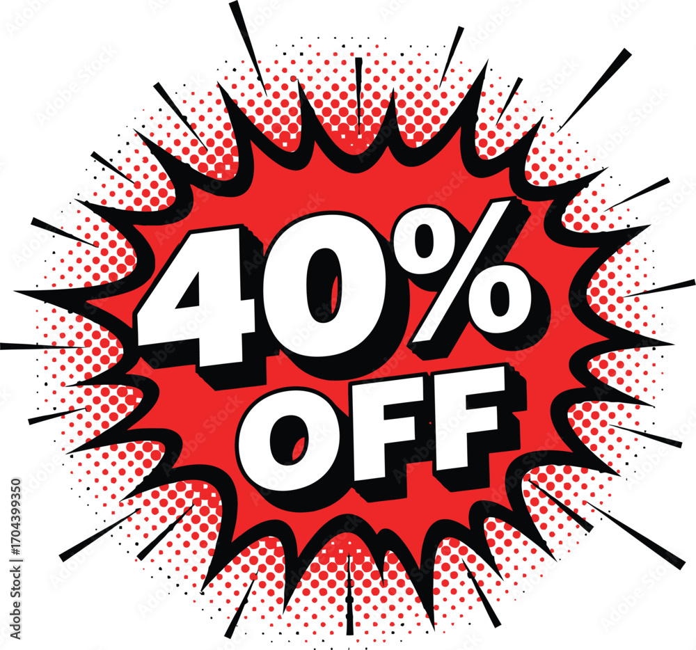 Fototapeta premium Vector art of 40 off sale discount burst