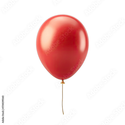 Single, glossy, red balloon against black