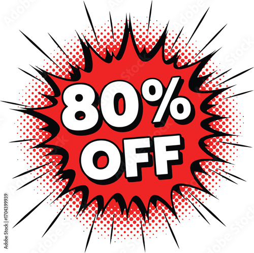 Vector art of 80 off sale sticker