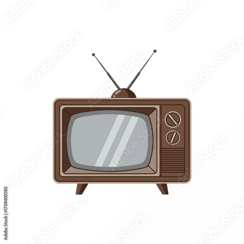 Vintage Television Set with Retro Design and Antennas