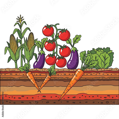 vibrant garden with fresh vegetables and corn