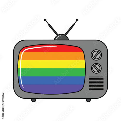 TV with rainbow-colored screen representing diversity