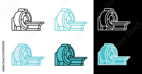 MRI scanner for medical imaging and diagnostics icon in line and fill style