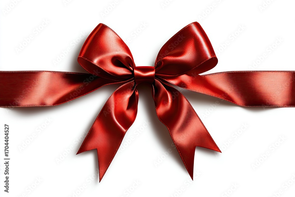 Naklejka premium Elegant red ribbon bow on white background.