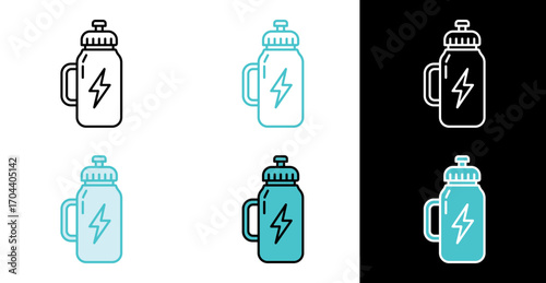 Supplement shaker bottle for gym and health drink preparation icon in line and fill style