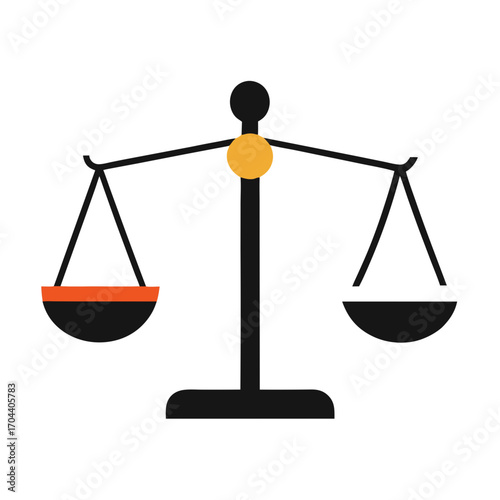 Stylized scales of justice icon with orange accent