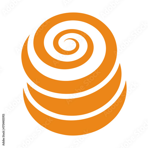 Orange spiral sphere with curved bands