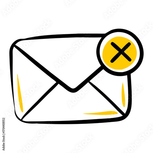 Mail close icon vector — message cancel envelope SVG, email badge outline icon