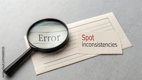 Magnifying Glass Over Text Highlighting Error and Inconsistencies