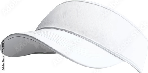 White Visor Hat with Subtle Fabric Texture and Curved Brim on White Background headwear