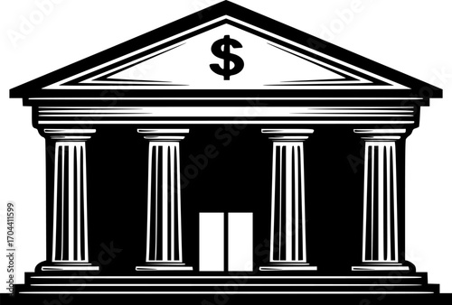 Bank Building Icon Vector. Symbol of bank, financial institution, banking, finance, or investment illustration