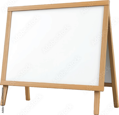 Wooden Easel with Blank White Board on White Background whiteboard empty