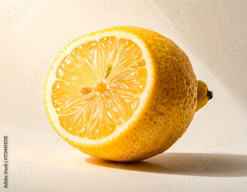 Close-up lemon slice, vibrant yellow
