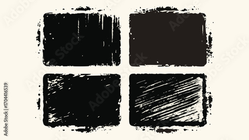 A monochrome image displaying four unique black and white stripe patterns, each with different widths and arrangements..eps