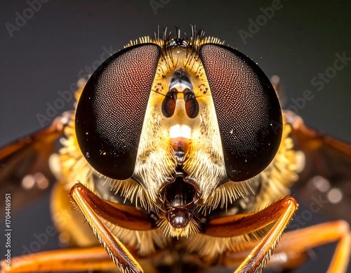 Close-up macro shot of a fly's face