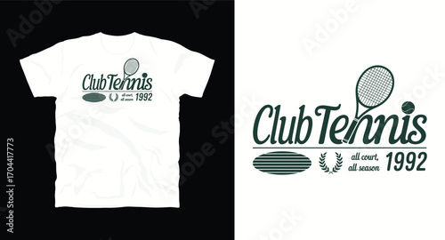 Club tennis t shirt design, vector graphic, typographic poster or tshirts street wear and Urban style