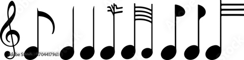 Stunning collection of black musical notes and symbols on a clean white background