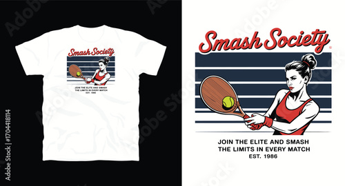 Smash Society tennis t shirt design, vector graphic, typographic poster or tshirts street wear and Urban style