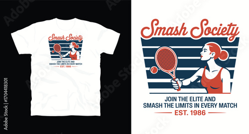 Smash Society tennis t shirt design, vector graphic, typographic poster or tshirts street wear and Urban style