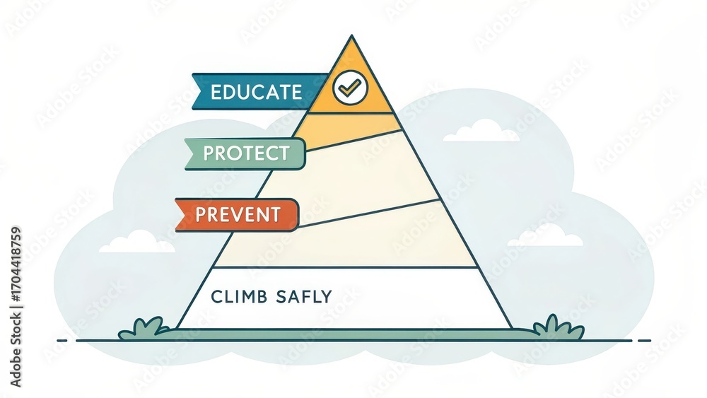 Obraz premium Safety Pyramid Illustration with Educate, Protect, Prevent Elements