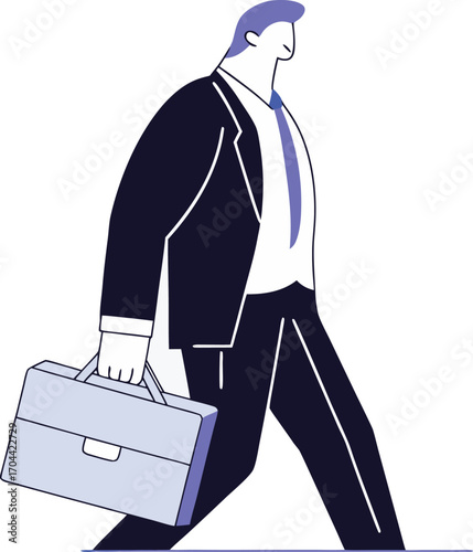 Man in suit carrying briefcase walking confidently towards opportunity business professional