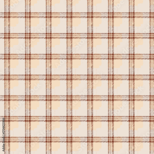 Seamless plaid pattern, brown, cream, suitable for designing clothes such as skirts and pants to add a chic and striking look to your outfit, vector illustration