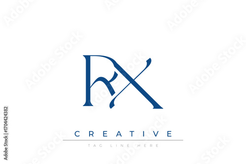 Blue stylized letters RX combined in a modern design on a clean white background, evoking professionalism and creativity. Ideal for branding, business identity, and corporate representation concepts.