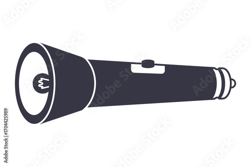 Illustration showing a black flashlight icon on a white background
