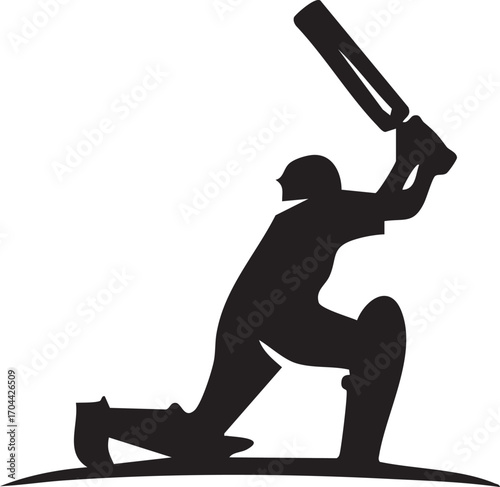 Batsman Crouch Shot Vector Illustration
