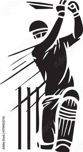 Cricket Swing Silhouette Vector Artwork