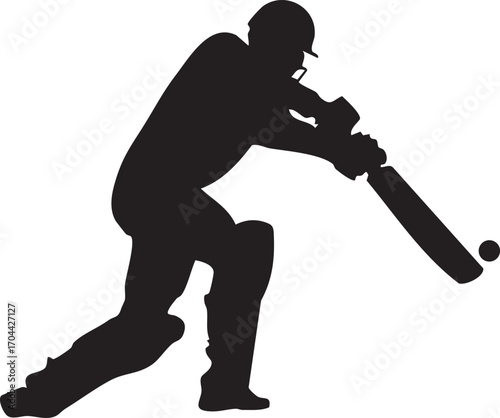 Sports Vector: Cricket Player Hitting Ball