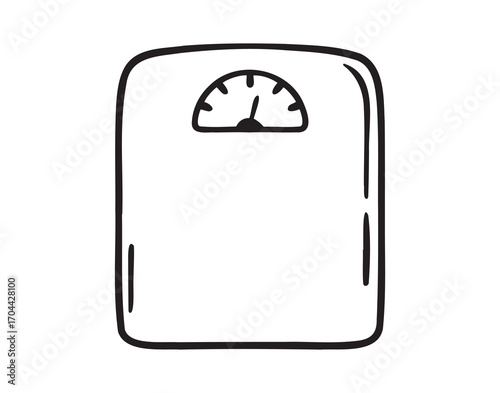 Scales human weight mechanical top view doodle hand drawn icon. Outline line drawing clipart symbol