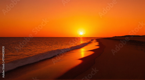 Namibian beach at sunset. generative ai