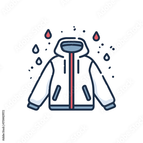 Waterproof jacket with water droplets in a minimalist design  