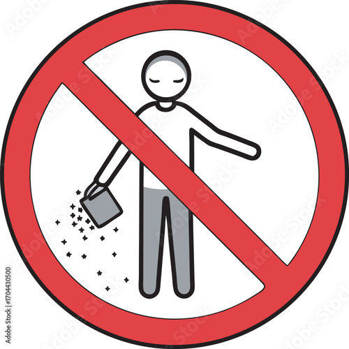No littering sign prohibition symbol person dropping trash graphic icon prohibition symbol