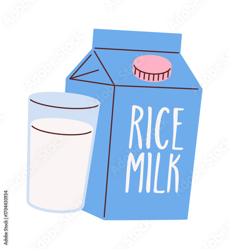 Rice milk pack and glass