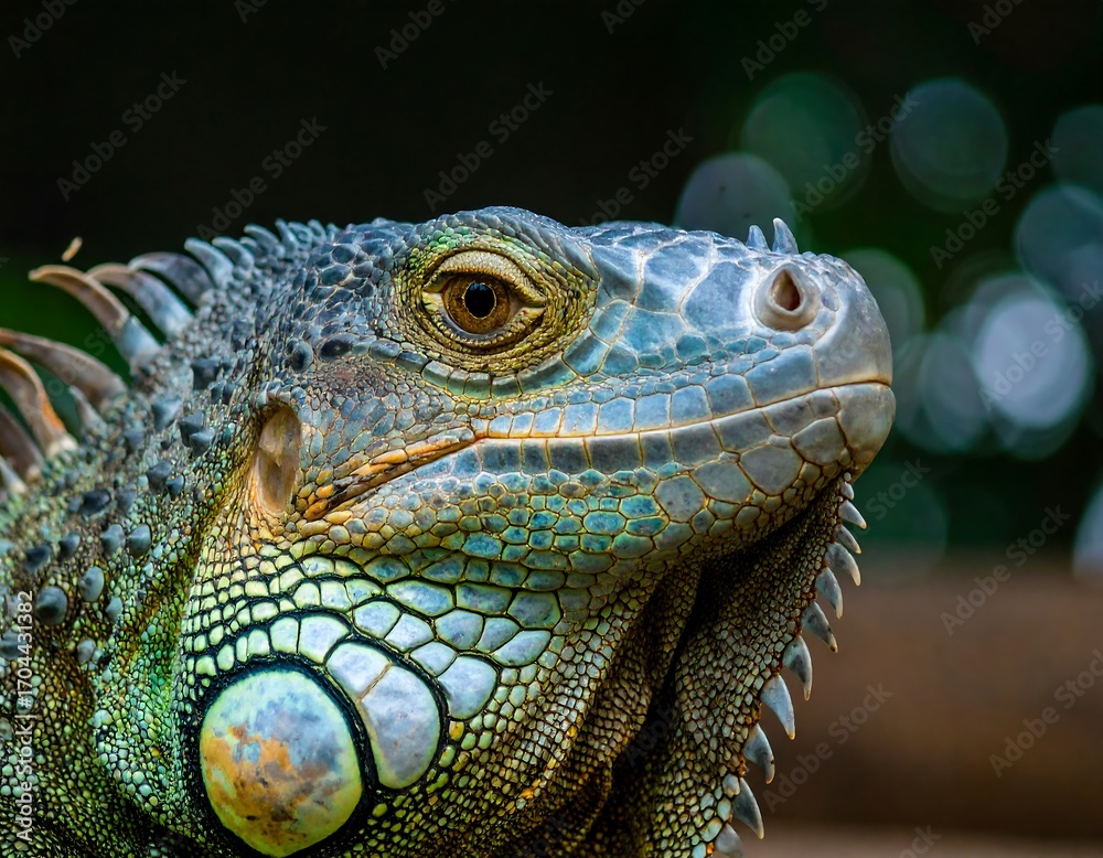 Fototapeta premium Close-up of a vibrant iguana's head (1)