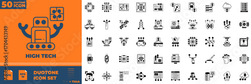 High Tech Icon Set – Cyber, Quantum, and Smart Systems