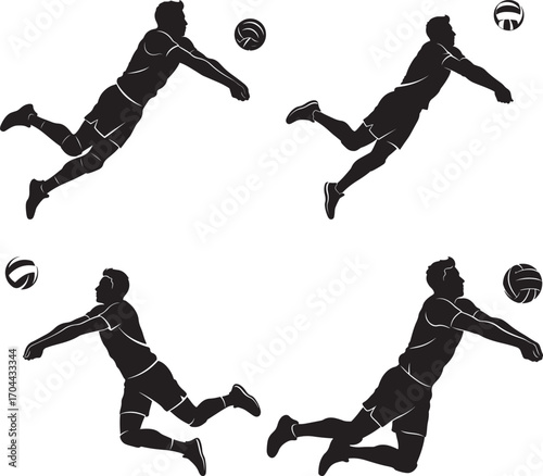 Dynamic soccer player action poses silhouette with textured grunge effect