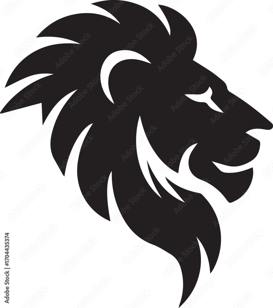 Fototapeta premium Lion Head Profile Silhouette Bold and Fierce Animalistic Representation