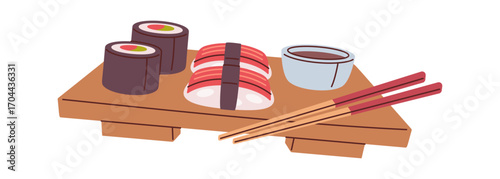 Asian sushi with soy sauce