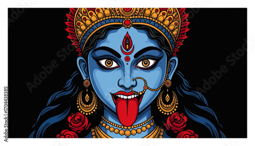 Fierce Portrait of the Hindu Goddess Kali