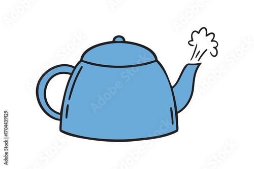 kettle boiling icon doodle hand drawn. colorful cartoon line drawing clipart symbol